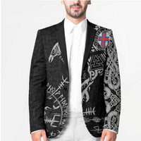 Faroe Islands Viking Ravens Blazer Vegvisir Runes Pattern - Wonder Print Shop