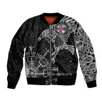 Faroe Islands Viking Ravens Bomber Jacket Vegvisir Runes Pattern - Wonder Print Shop