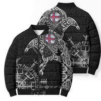 Faroe Islands Viking Ravens Bomber Puffer Jacket Vegvisir Runes Pattern - Wonder Print Shop