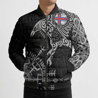 Faroe Islands Viking Ravens Bomber Puffer Jacket Vegvisir Runes Pattern - Wonder Print Shop