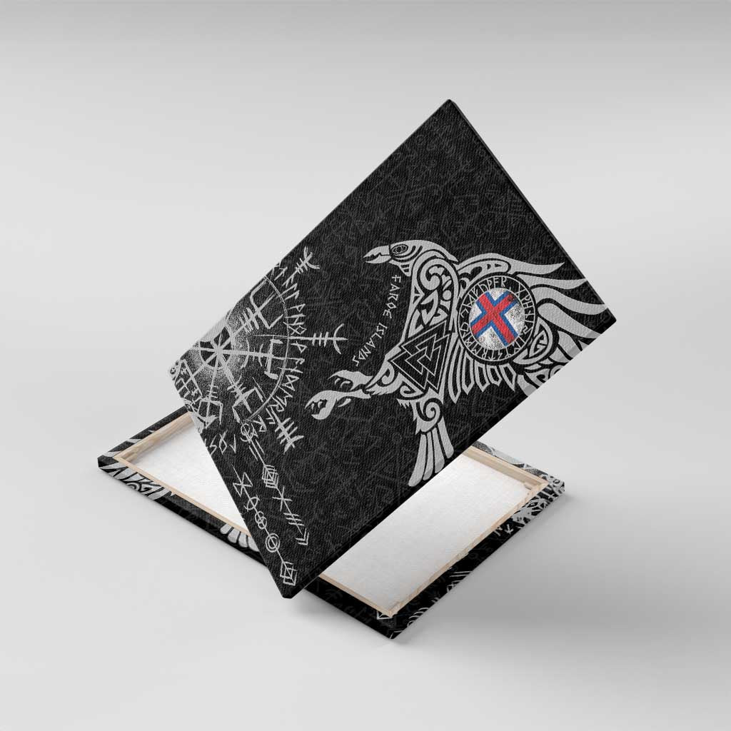Faroe Islands Viking Ravens Canvas Wall Art Vegvisir Runes Pattern - Wonder Print Shop