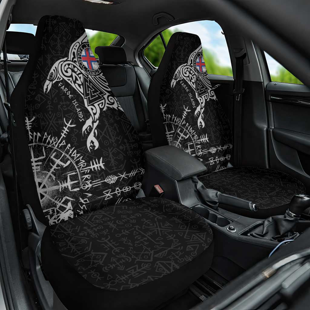 Faroe Islands Viking Ravens Car Seat Cover Vegvisir Runes Pattern - Wonder Print Shop