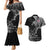 Faroe Islands Viking Ravens Couples Matching Mermaid Dress and Hawaiian Shirt Vegvisir Runes Pattern - Wonder Print Shop