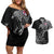 Faroe Islands Viking Ravens Couples Matching Off Shoulder Short Dress and Hawaiian Shirt Vegvisir Runes Pattern - Wonder Print Shop