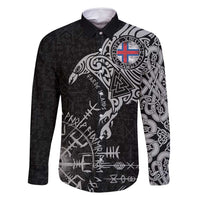Faroe Islands Viking Ravens Family Matching Long Sleeve Bodycon Dress and Hawaiian Shirt Vegvisir Runes Pattern - Wonder Print Shop