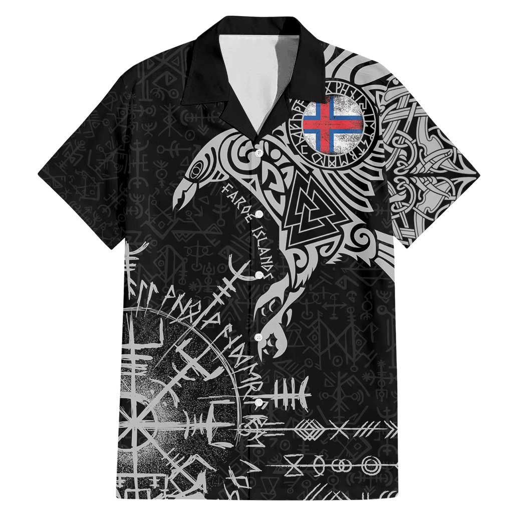 Faroe Islands Viking Ravens Family Matching Mermaid Dress and Hawaiian Shirt Vegvisir Runes Pattern - Wonder Print Shop