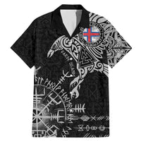 Faroe Islands Viking Ravens Family Matching Mermaid Dress and Hawaiian Shirt Vegvisir Runes Pattern - Wonder Print Shop