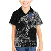 Faroe Islands Viking Ravens Family Matching Mermaid Dress and Hawaiian Shirt Vegvisir Runes Pattern - Wonder Print Shop