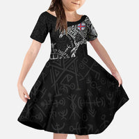 Faroe Islands Viking Ravens Family Matching Off The Shoulder Long Sleeve Dress and Hawaiian Shirt Vegvisir Runes Pattern - Wonder Print Shop