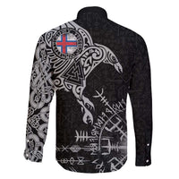 Faroe Islands Viking Ravens Family Matching Off The Shoulder Long Sleeve Dress and Hawaiian Shirt Vegvisir Runes Pattern - Wonder Print Shop