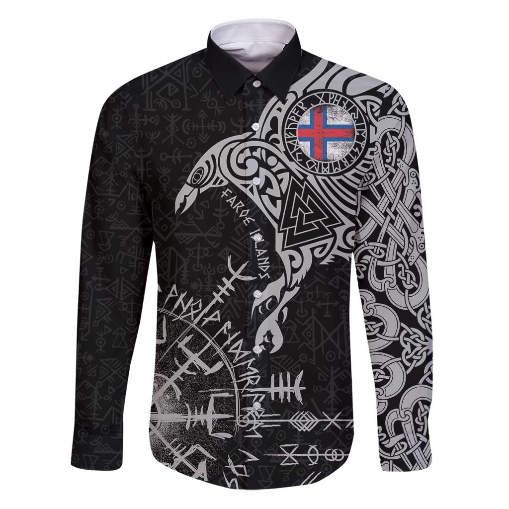 Faroe Islands Viking Ravens Family Matching Puletasi and Hawaiian Shirt Vegvisir Runes Pattern - Wonder Print Shop