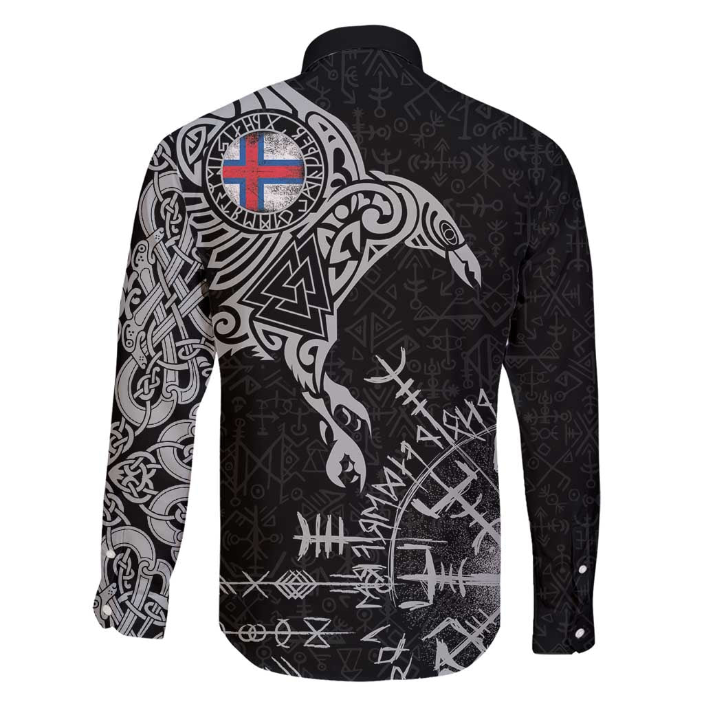 Faroe Islands Viking Ravens Family Matching Short Sleeve Bodycon Dress and Hawaiian Shirt Vegvisir Runes Pattern - Wonder Print Shop