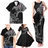 Faroe Islands Viking Ravens Family Matching Tank Maxi Dress and Hawaiian Shirt Vegvisir Runes Pattern - Wonder Print Shop