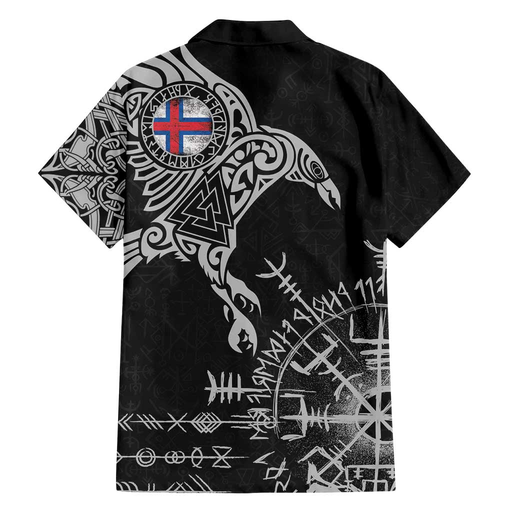 Faroe Islands Viking Ravens Family Matching Tank Maxi Dress and Hawaiian Shirt Vegvisir Runes Pattern - Wonder Print Shop