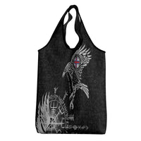 Faroe Islands Viking Ravens Grocery Bag Vegvisir Runes Pattern - Wonder Print Shop