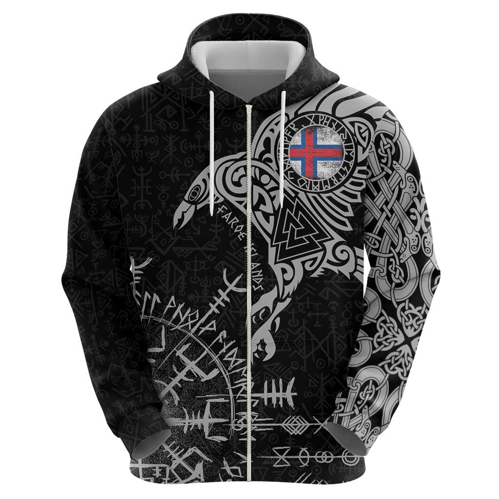 Faroe Islands Viking Ravens Hoodie Vegvisir Runes Pattern - Wonder Print Shop
