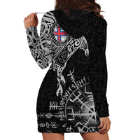 Faroe Islands Viking Ravens Hoodie Dress Vegvisir Runes Pattern - Wonder Print Shop