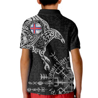Faroe Islands Viking Ravens Kid Polo Shirt Vegvisir Runes Pattern - Wonder Print Shop