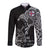 Faroe Islands Viking Ravens Long Sleeve Button Shirt Vegvisir Runes Pattern - Wonder Print Shop