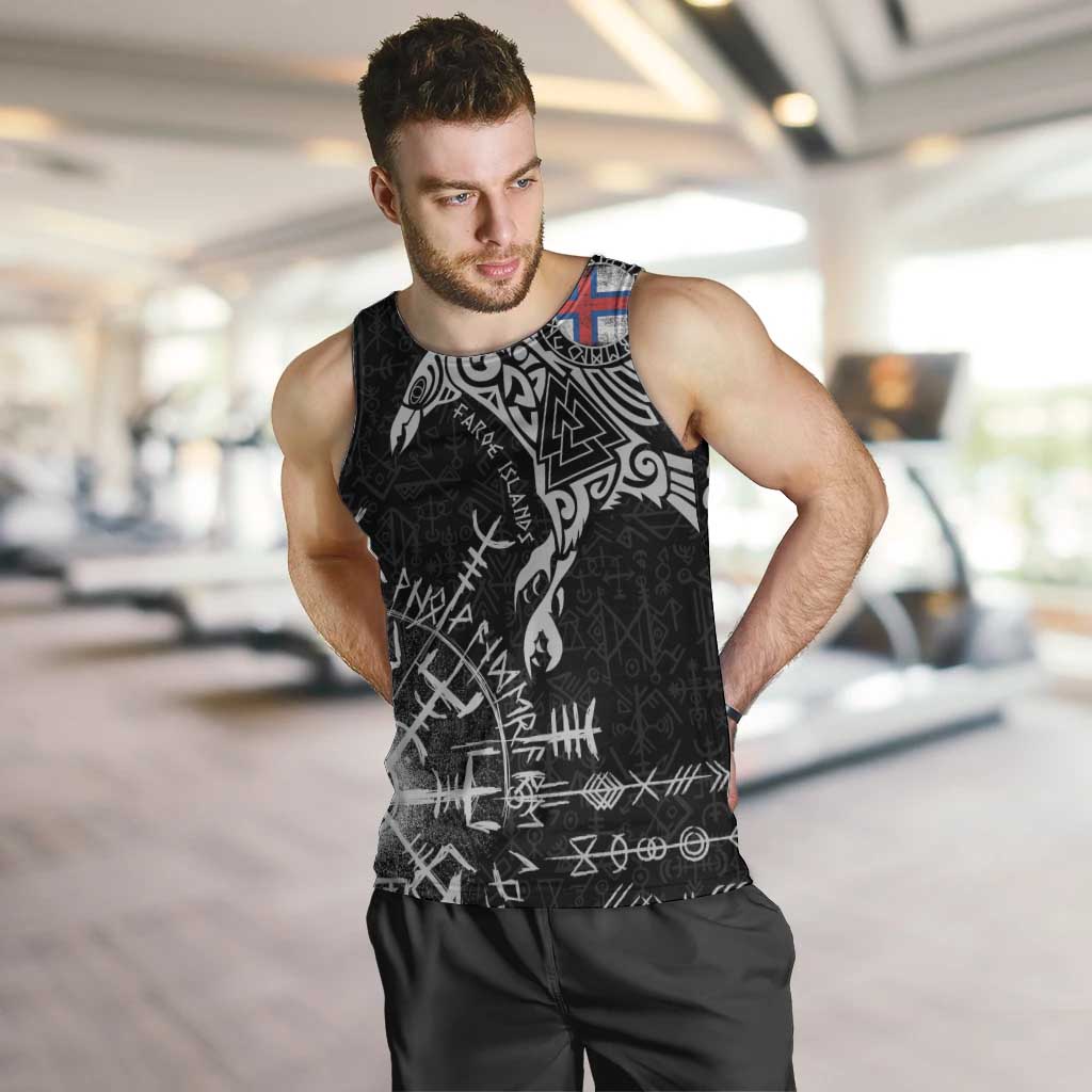 Faroe Islands Viking Ravens Men Tank Top Vegvisir Runes Pattern - Wonder Print Shop