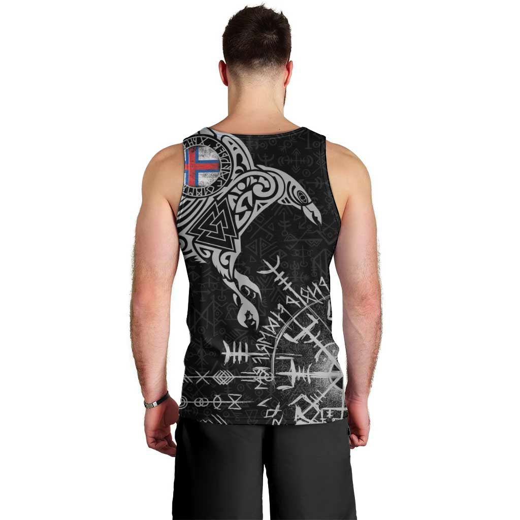 Faroe Islands Viking Ravens Men Tank Top Vegvisir Runes Pattern - Wonder Print Shop