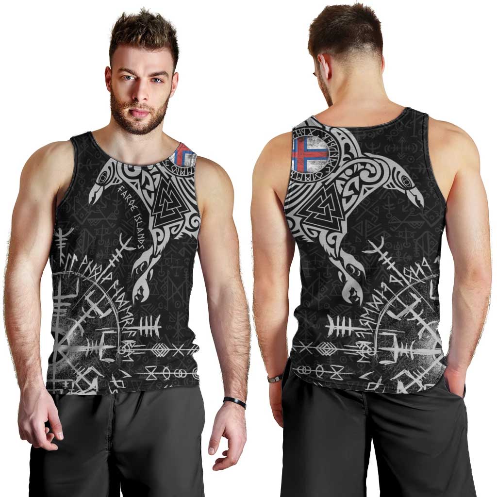 Faroe Islands Viking Ravens Men Tank Top Vegvisir Runes Pattern - Wonder Print Shop