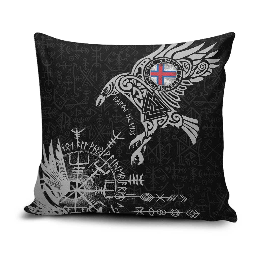 Faroe Islands Viking Ravens Pillow Cover Vegvisir Runes Pattern - Wonder Print Shop