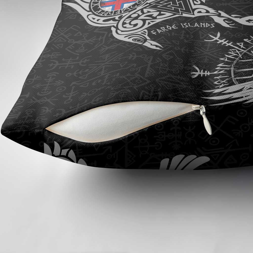 Faroe Islands Viking Ravens Pillow Cover Vegvisir Runes Pattern - Wonder Print Shop