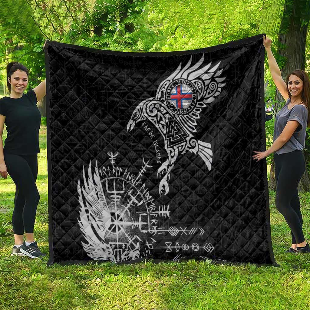 Faroe Islands Viking Ravens Quilt Vegvisir Runes Pattern - Wonder Print Shop