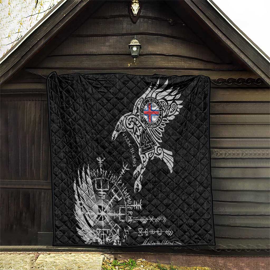 Faroe Islands Viking Ravens Quilt Vegvisir Runes Pattern - Wonder Print Shop
