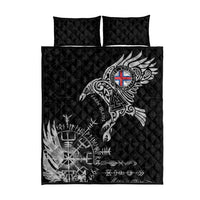 Faroe Islands Viking Ravens Quilt Bed Set Vegvisir Runes Pattern - Wonder Print Shop