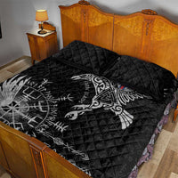 Faroe Islands Viking Ravens Quilt Bed Set Vegvisir Runes Pattern - Wonder Print Shop