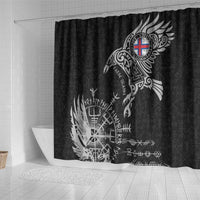 Faroe Islands Viking Ravens Shower Curtain Vegvisir Runes Pattern - Wonder Print Shop