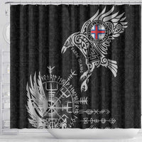 Faroe Islands Viking Ravens Shower Curtain Vegvisir Runes Pattern - Wonder Print Shop