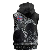 Faroe Islands Viking Ravens Sleeveless Zip Hoodie Vegvisir Runes Pattern - Wonder Print Shop
