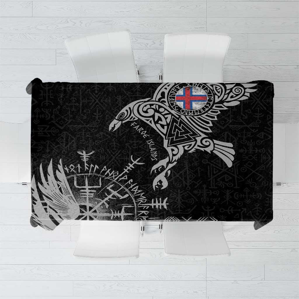 Faroe Islands Viking Ravens Tablecloth Vegvisir Runes Pattern - Wonder Print Shop