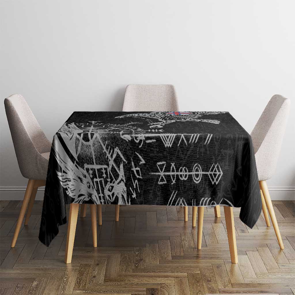 Faroe Islands Viking Ravens Tablecloth Vegvisir Runes Pattern - Wonder Print Shop
