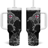 Faroe Islands Viking Ravens Tumbler With Handle Vegvisir Runes Pattern - Wonder Print Shop