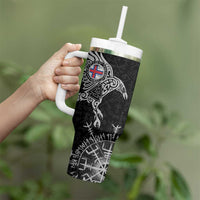 Faroe Islands Viking Ravens Tumbler With Handle Vegvisir Runes Pattern - Wonder Print Shop