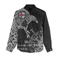 Faroe Islands Viking Ravens Women Casual Shirt Vegvisir Runes Pattern - Wonder Print Shop