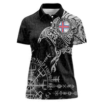 Faroe Islands Viking Ravens Women Polo Shirt Vegvisir Runes Pattern - Wonder Print Shop