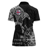 Faroe Islands Viking Ravens Women Polo Shirt Vegvisir Runes Pattern - Wonder Print Shop