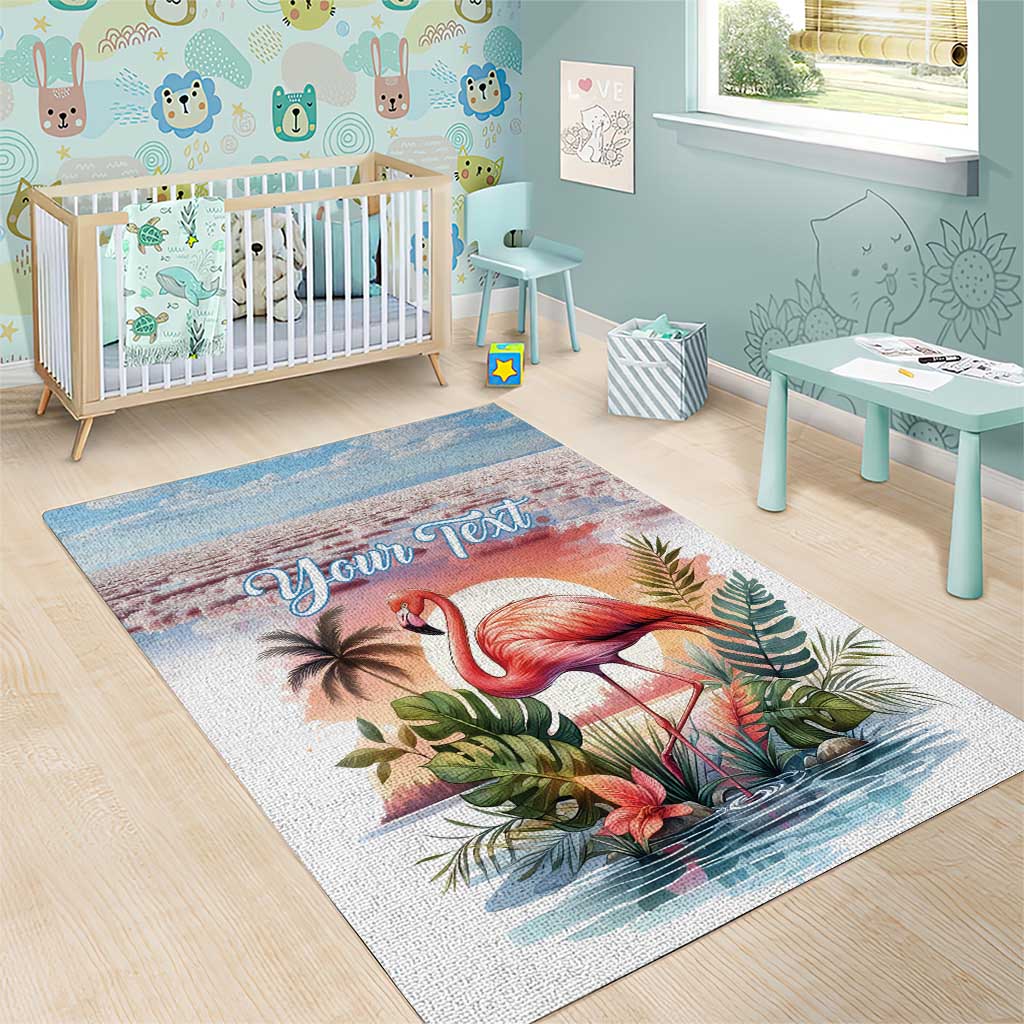 Personalized Bonaire Caribbean Flamingo Area Rug Pink Salt Flats - Wonder Print Shop