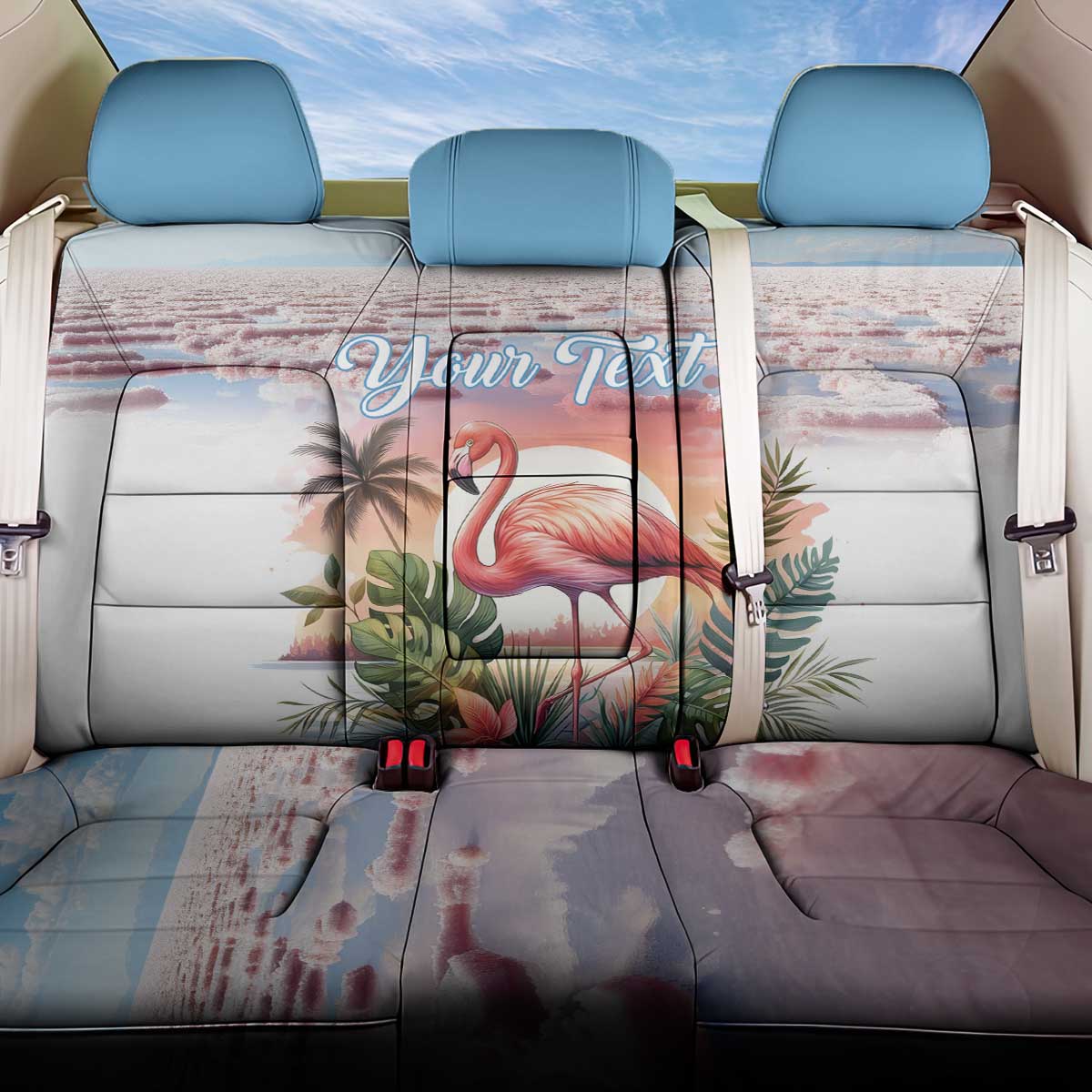 Personalized Bonaire Caribbean Flamingo Back Car Seat Cover Pink Salt Flats - Wonder Print Shop