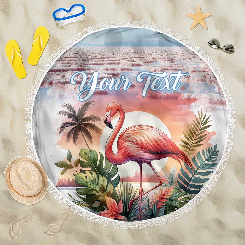 Personalized Bonaire Caribbean Flamingo Beach Blanket Pink Salt Flats - Wonder Print Shop