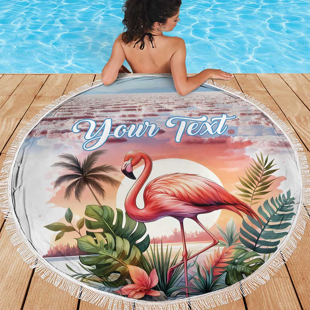 Personalized Bonaire Caribbean Flamingo Beach Blanket Pink Salt Flats - Wonder Print Shop