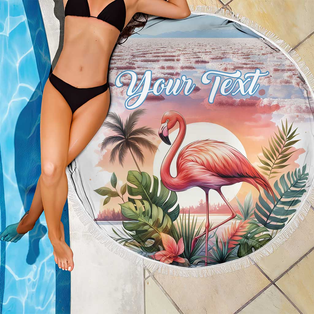 Personalized Bonaire Caribbean Flamingo Beach Blanket Pink Salt Flats - Wonder Print Shop