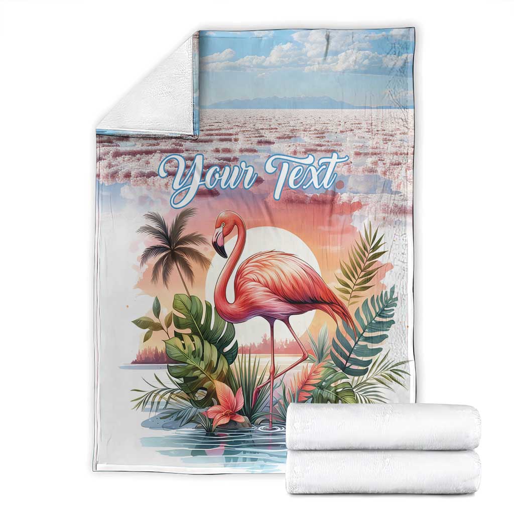 Personalized Bonaire Caribbean Flamingo Blanket Pink Salt Flats