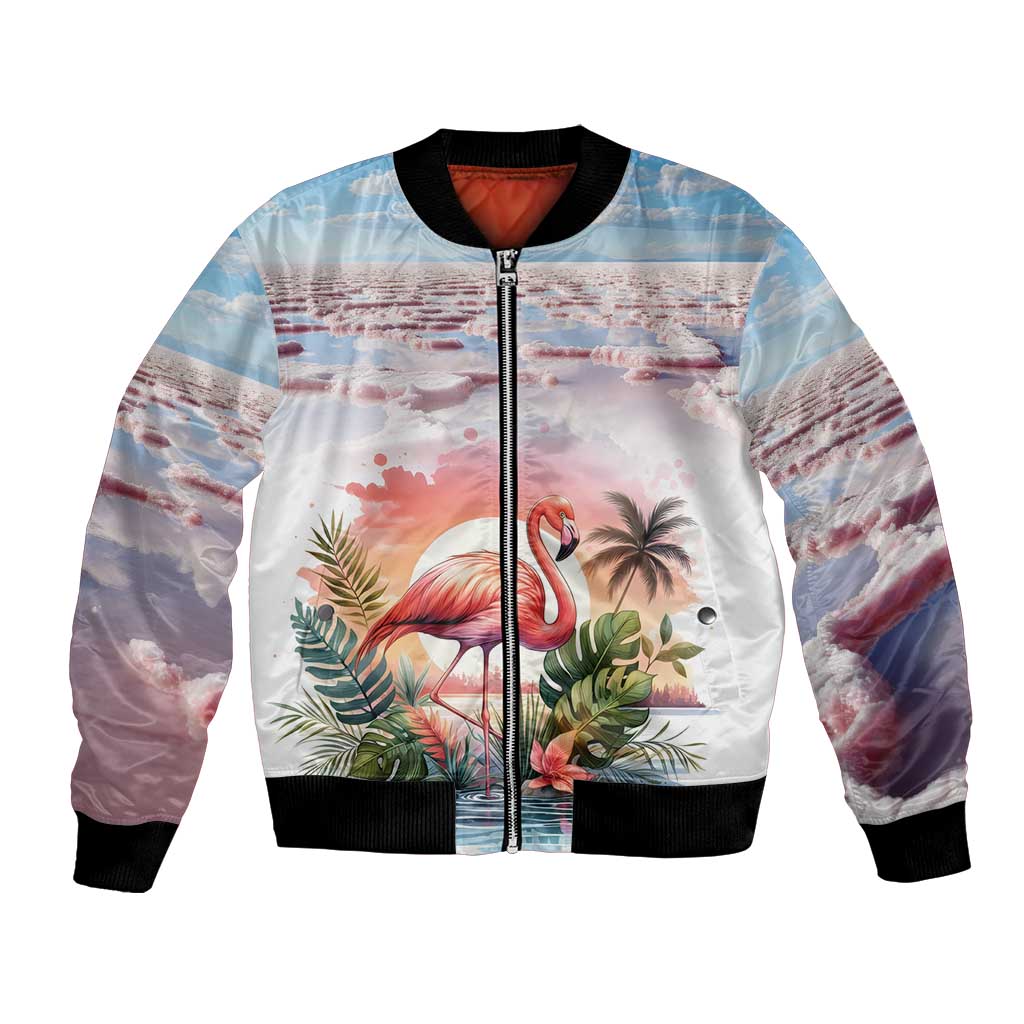 Personalized Bonaire Caribbean Flamingo Bomber Jacket Pink Salt Flats - Wonder Print Shop