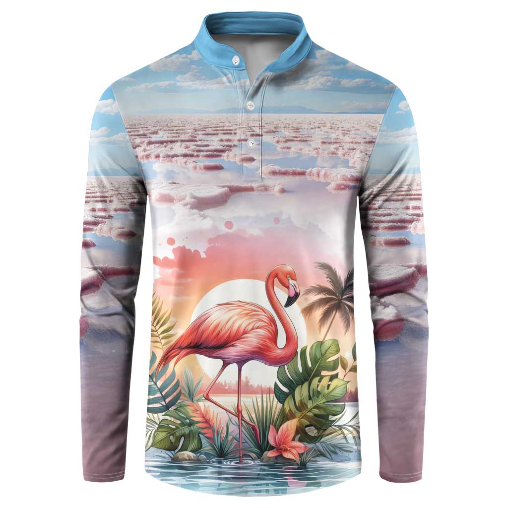 Personalized Bonaire Caribbean Flamingo Button Sweatshirt Pink Salt Flats - Wonder Print Shop
